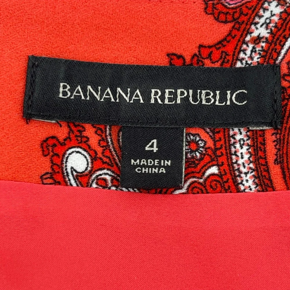 Banana Republic Paisley Print Dress V-Neck Short Sleeve Size‎ 4